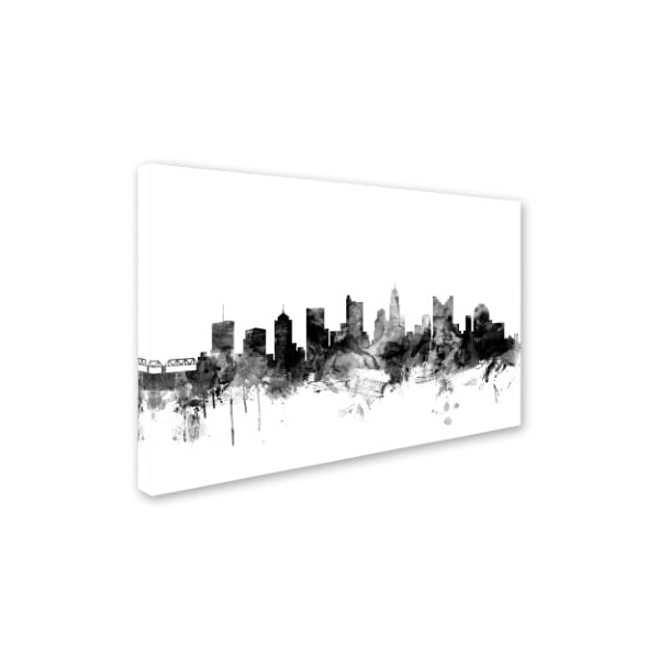 Michael Tompsett 'Columbus Ohio Skyline B&W' Canvas Art,22x32